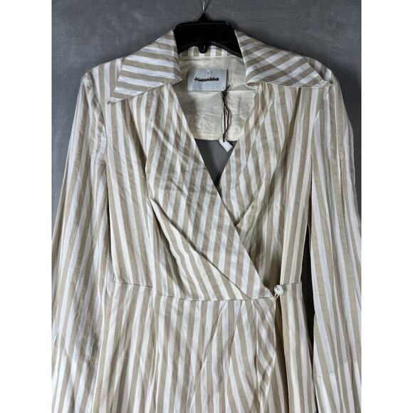 New Nanushka Esma Striped Mini Wrap Dress Size Small - Picture 3 of 7